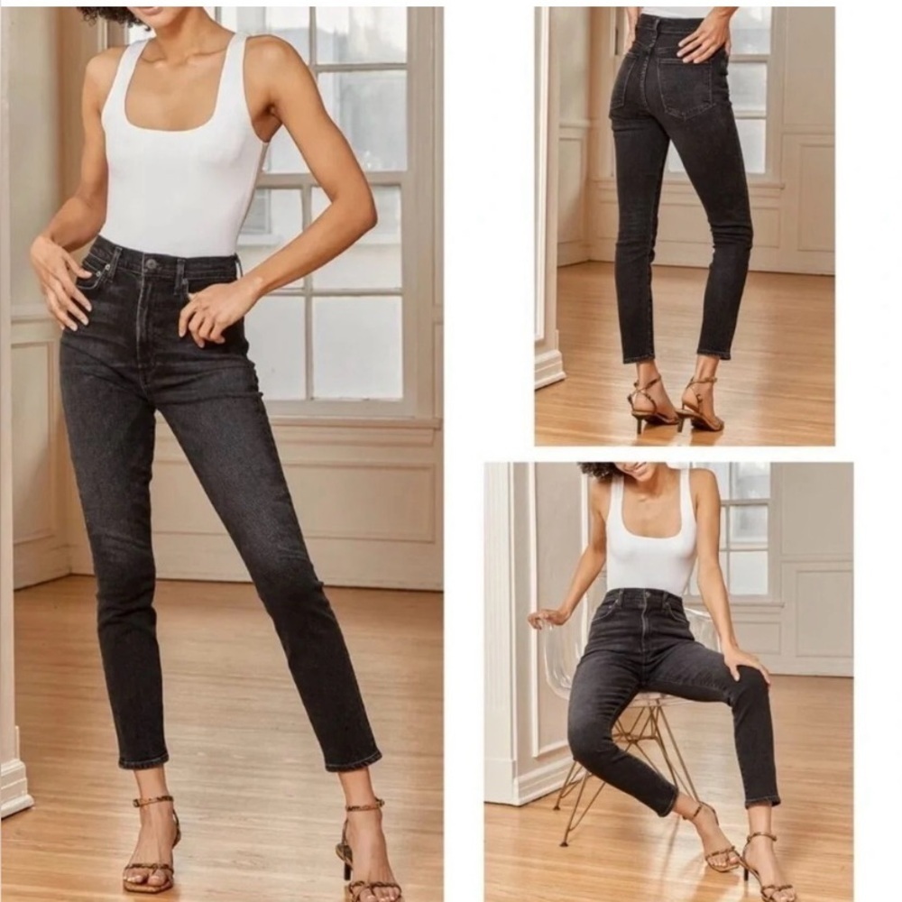 AGOLDE Dark Gray Charcoal High Rise Pinch Waist Skinny Jeans Size 26